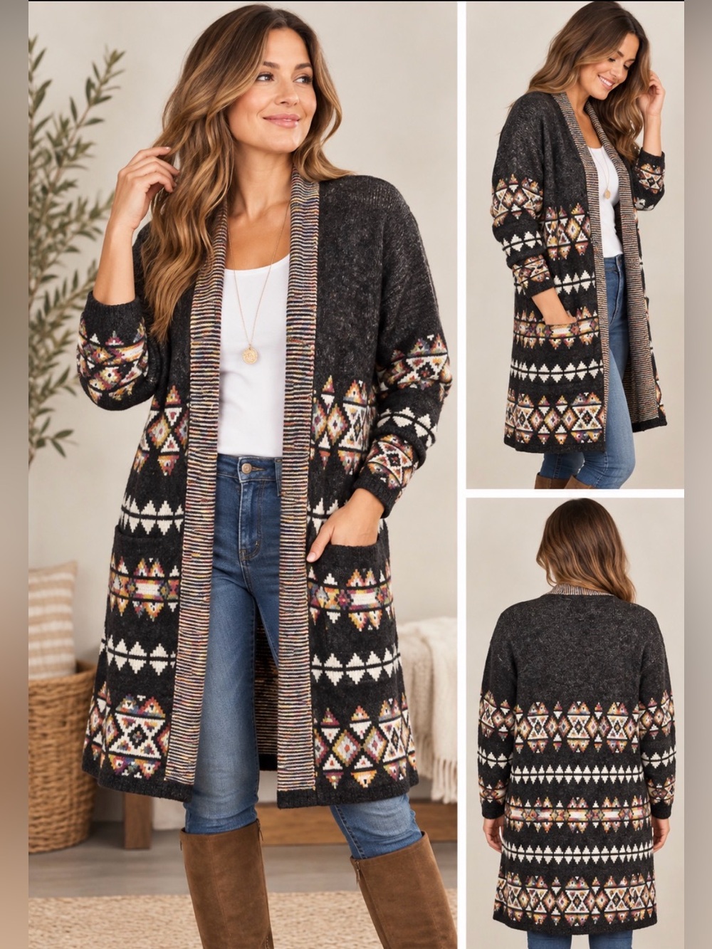 Dreamers Cardigan / duster ModCloth oversized, M Aztec vibes